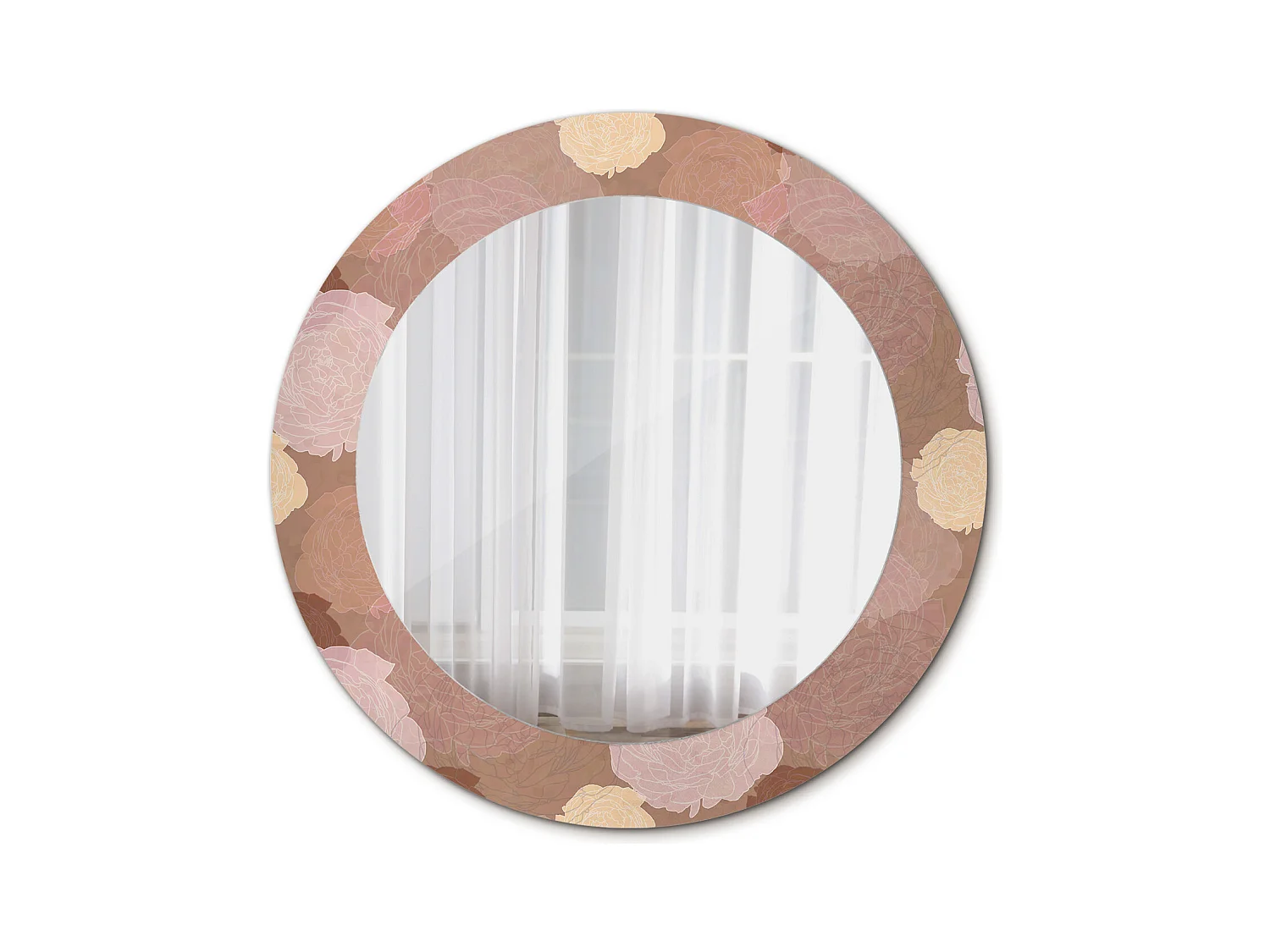 Miroir rond décoratif - Composition Roses - 70 cm