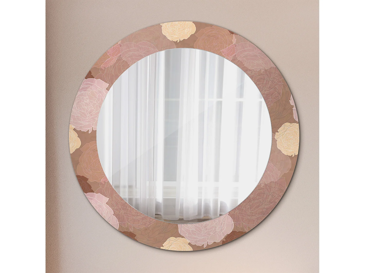 Ronde decoratieve spiegel - rozencompositie - 60 cm