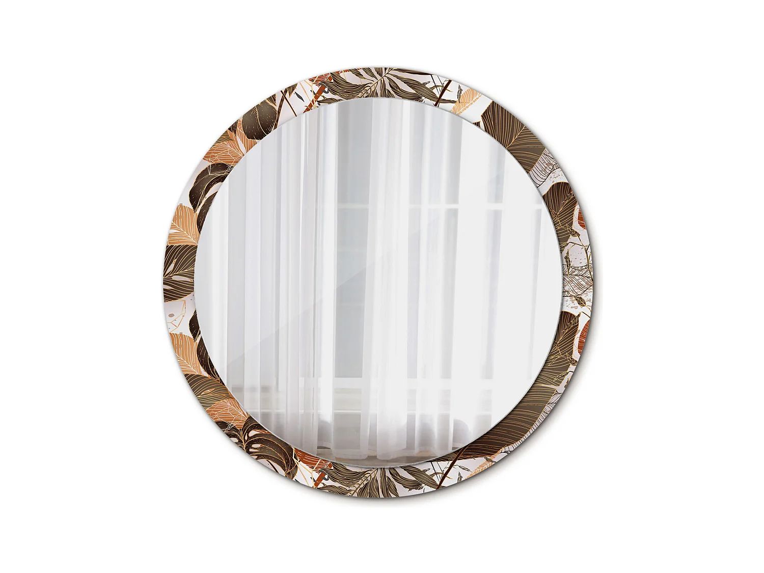 Miroir rond décoratif - Feuilles de palmier - 100 cm