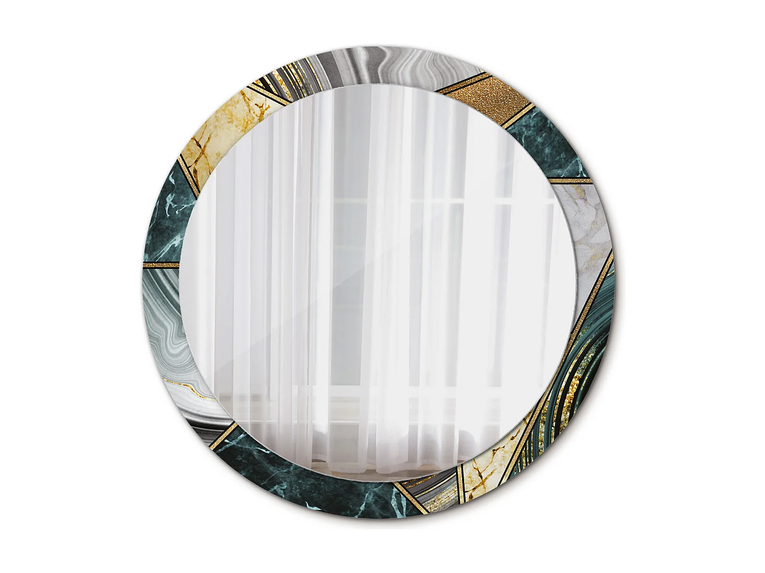 Dekorativer runder Spiegel – Marmor-Stil – 90 cm