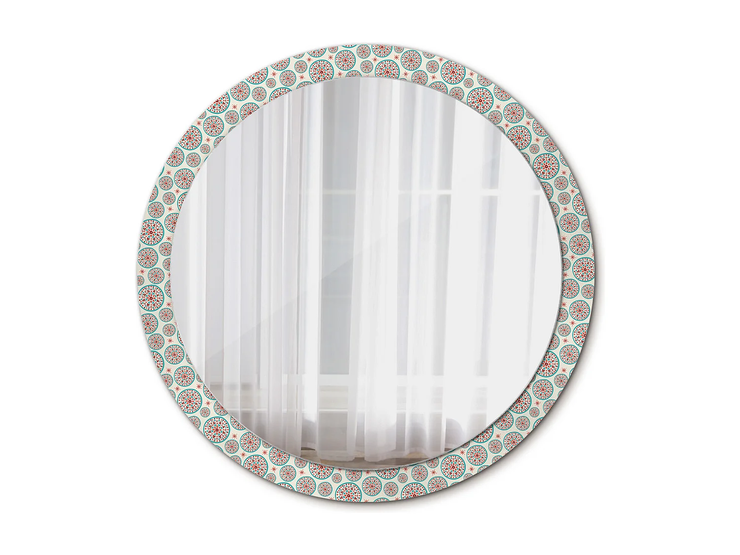 Miroir rond décoratif - Motif Boho - 100 cm