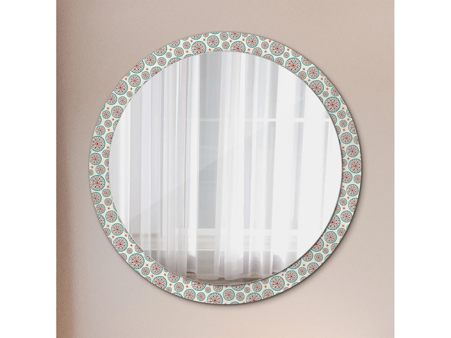Miroir rond décoratif - Motif Boho - 100 cm
