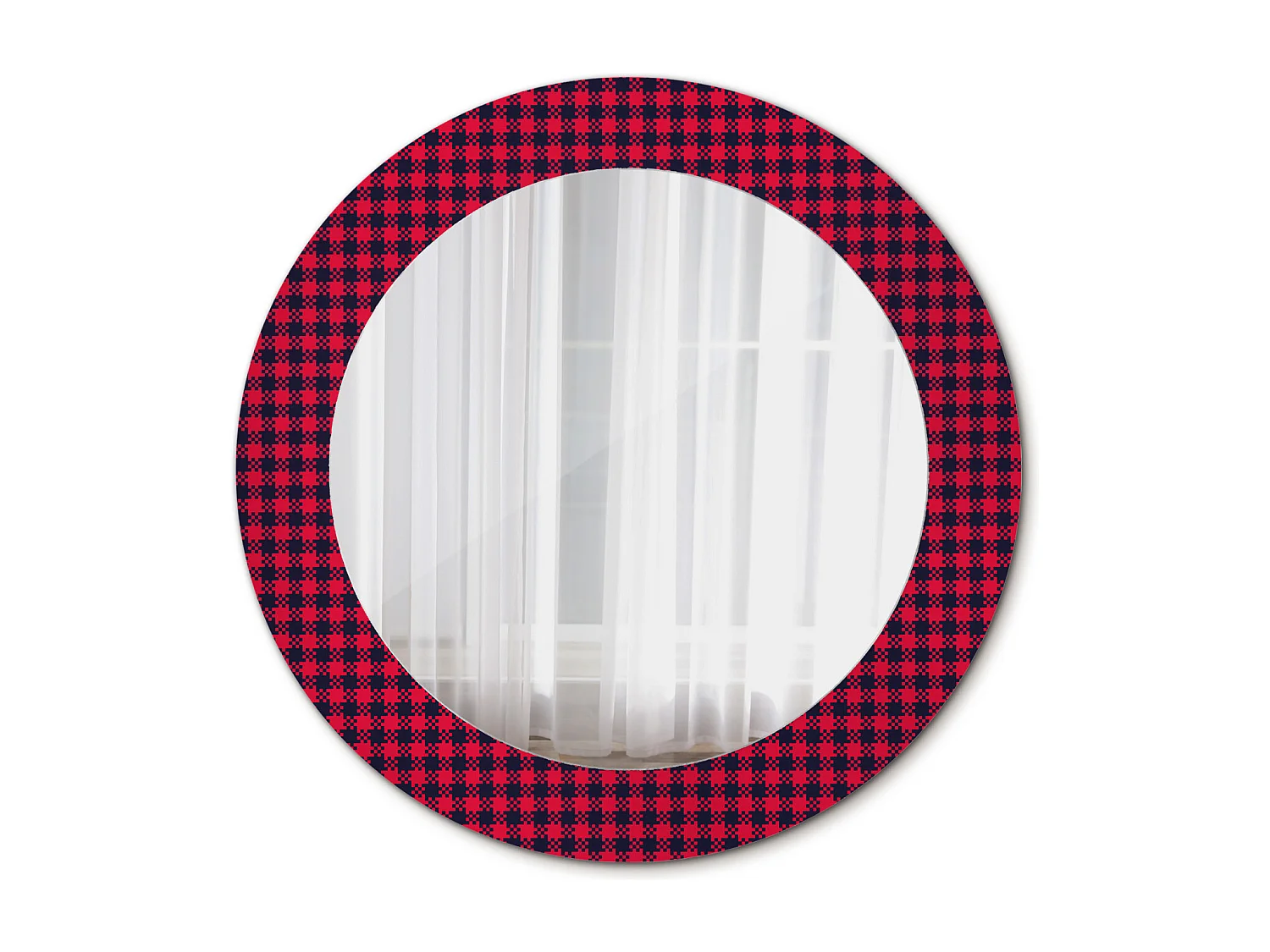 Decoratieve ronde spiegel - Rood raster - 60 cm