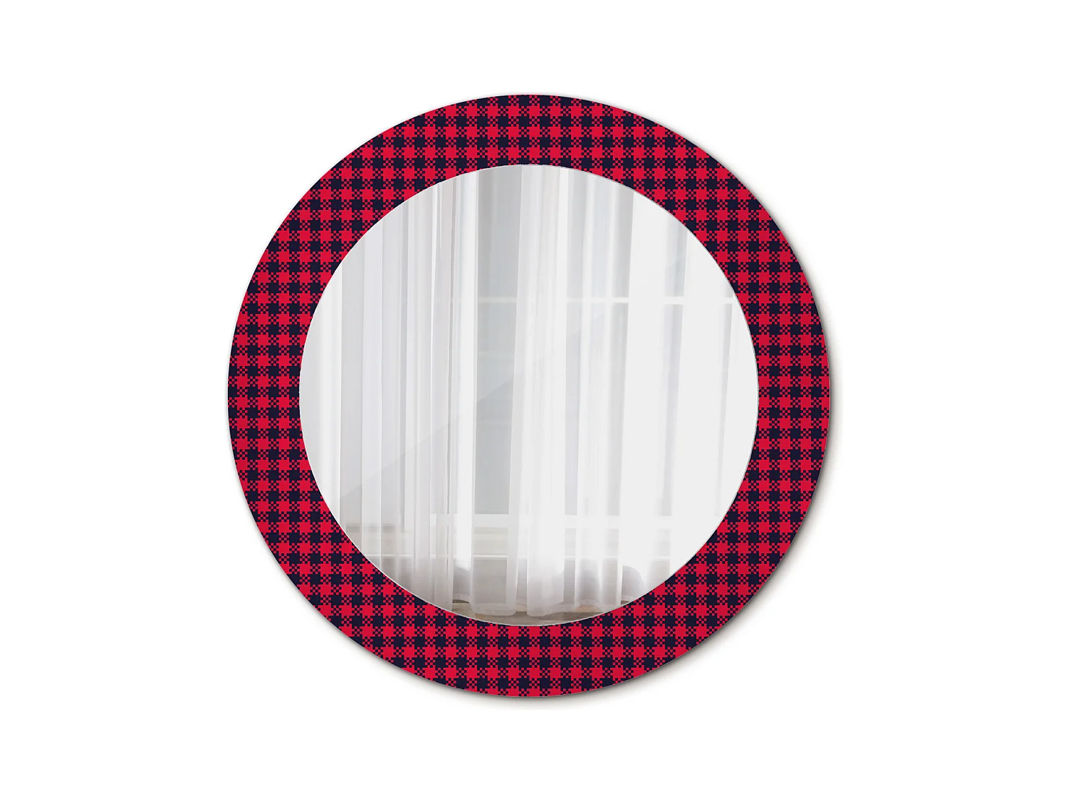 Decoratieve ronde spiegel - Rood raster - 60 cm