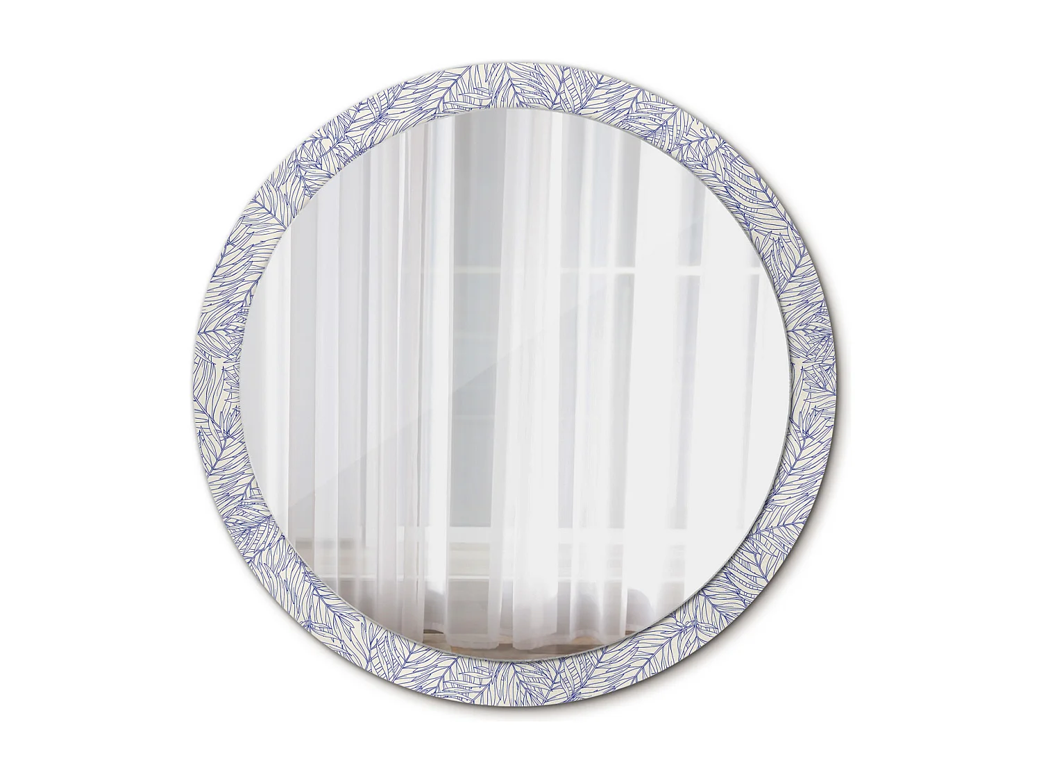 Miroir rond décoratif - Contour palmier tropical - 100 cm