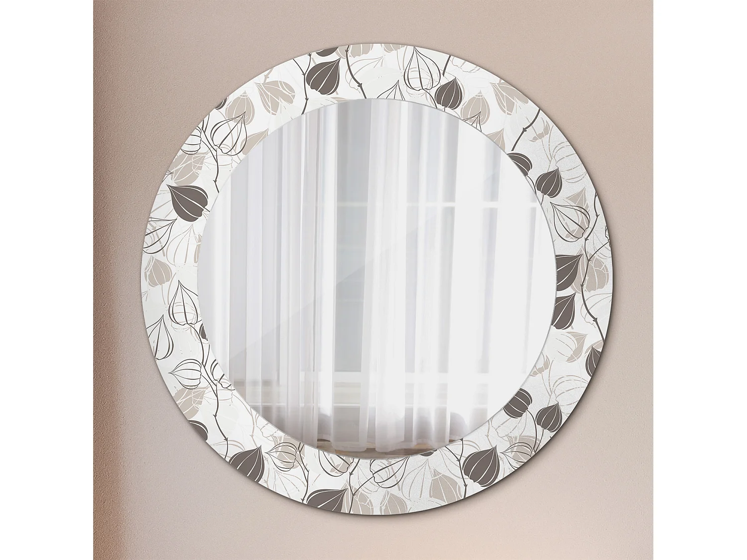 Runder dekorativer Spiegel - Abstraktes Blumenmuster - 60 cm