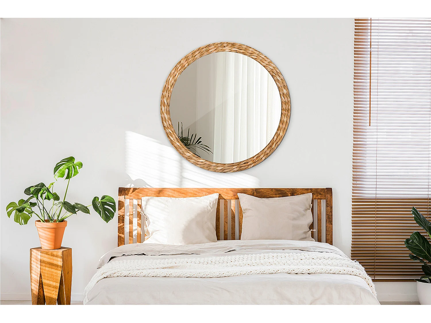 Ronde decoratieve spiegel - mandmotief - 90 cm