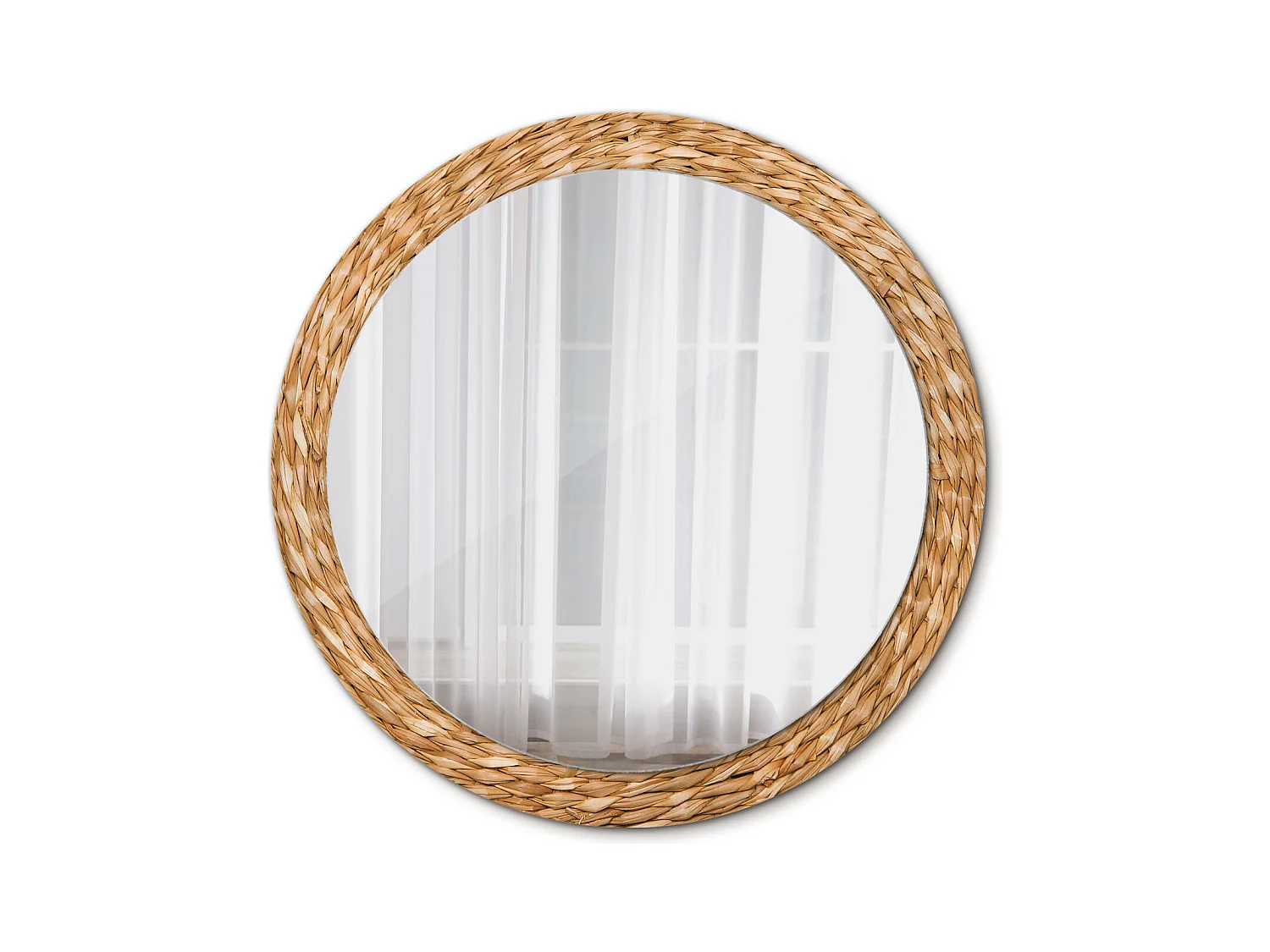 Miroir rond décoratif - Motif osier - 90 cm