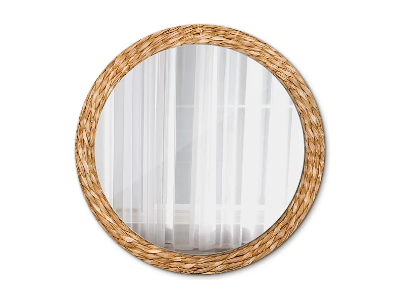 Runder dekorativer Spiegel - Korbmotiv - 90 cm