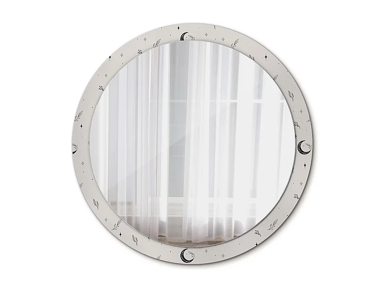 Ronde decoratieve spiegel - Doodle Plants - 100 cm