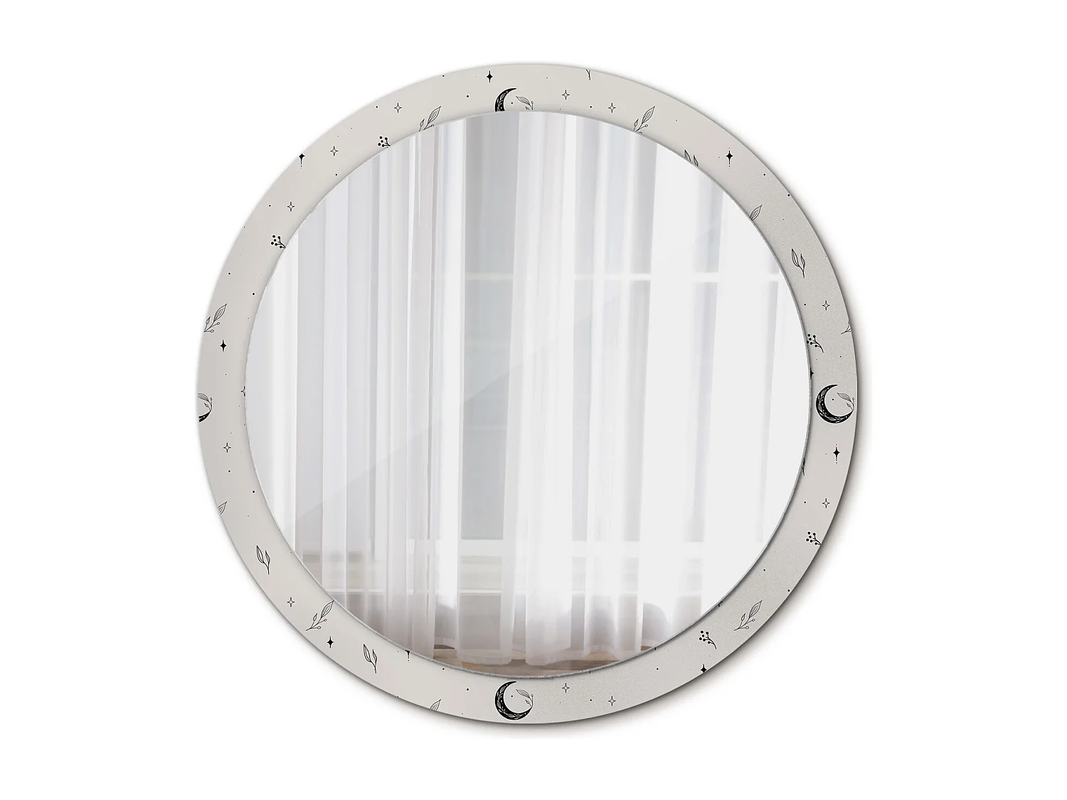 Miroir rond décoratif - Plantes Doodle - 100 cm