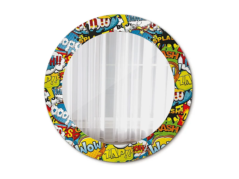 Dekorativer runder Spiegel – Cartoon-Muster – 60 cm