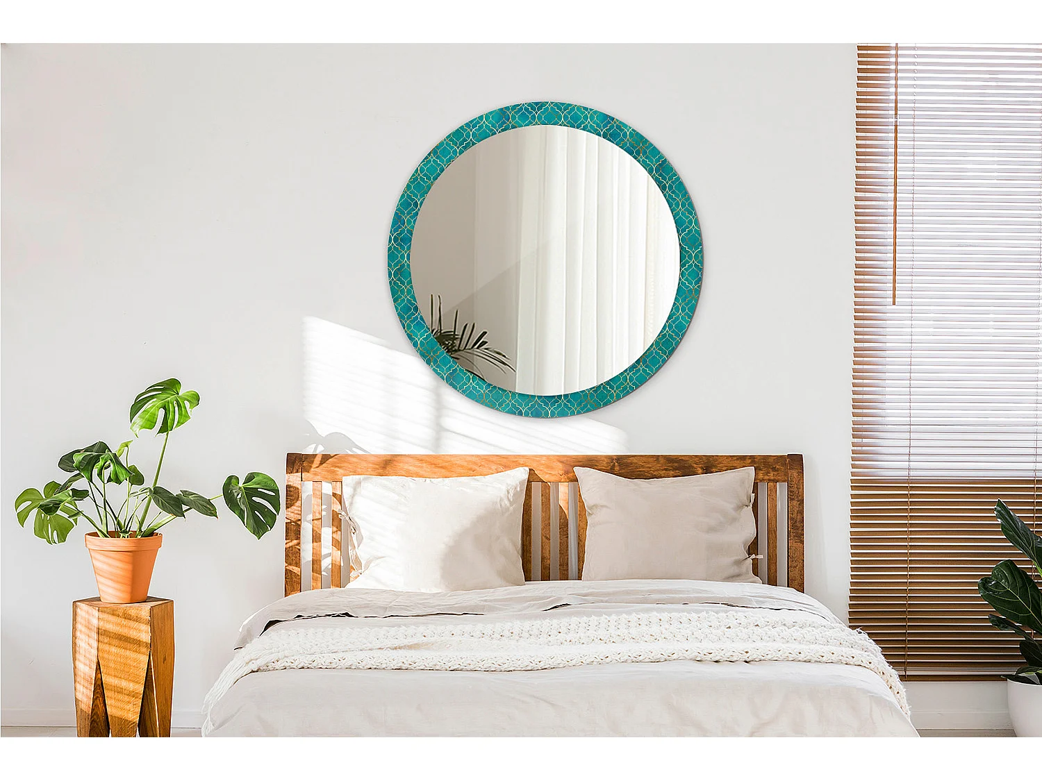 Dekorativer runder Spiegel - Farbkomposition - 90 cm