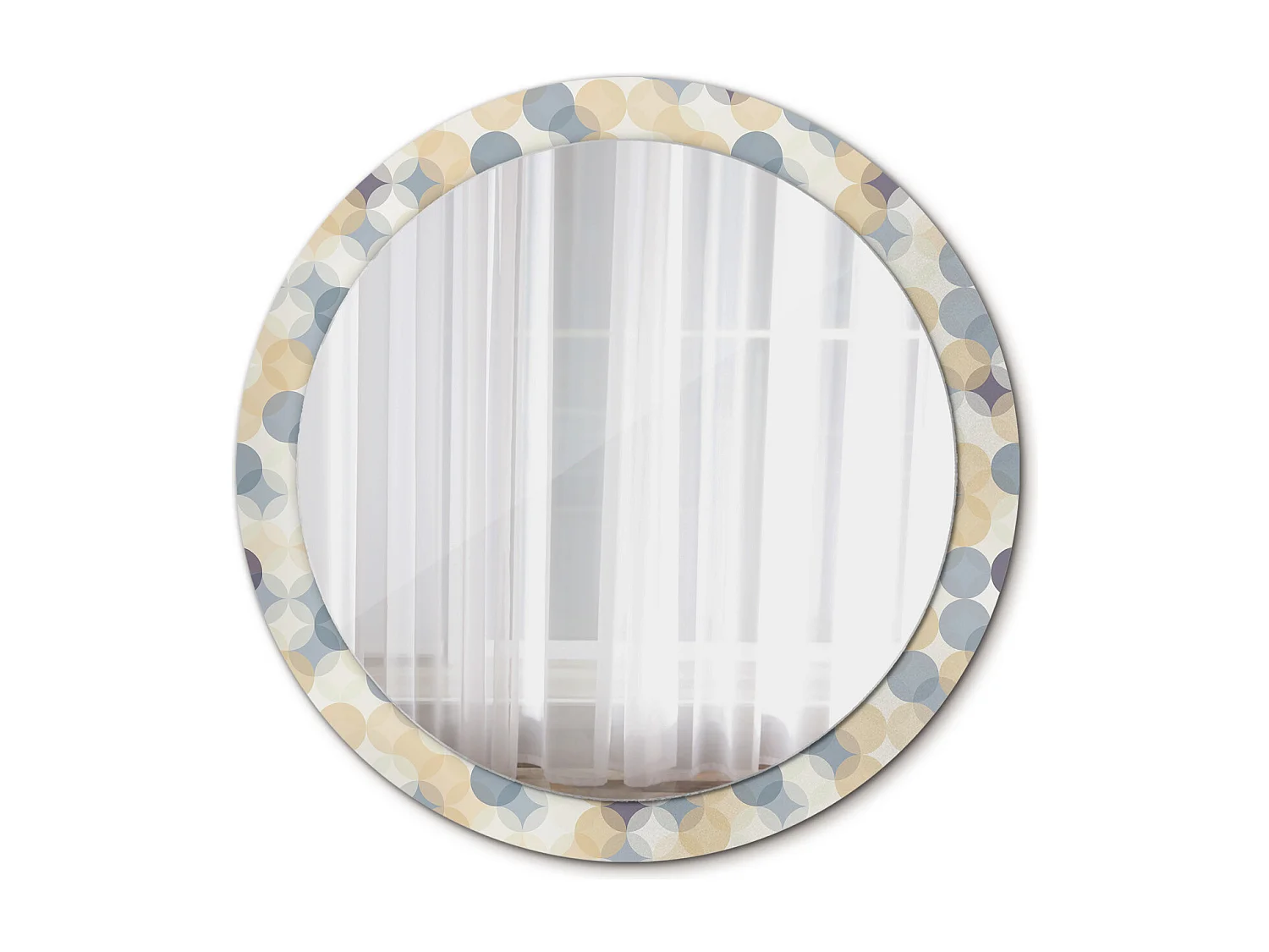 Dekorativer runder Spiegel - Geometrische Kreise - 90 cm
