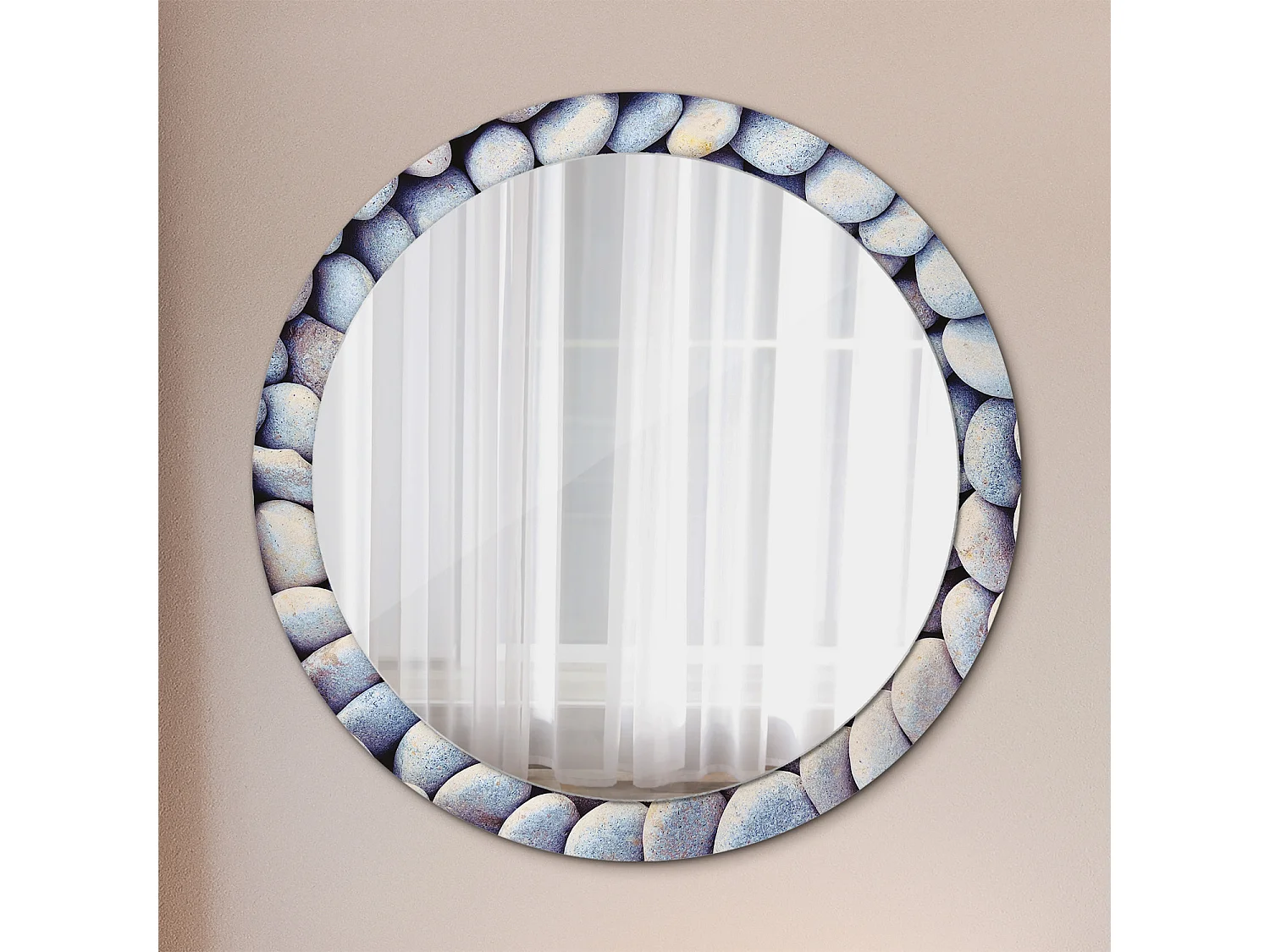Miroir rond décoratif - Cercle de pierres de mer - 90 cm