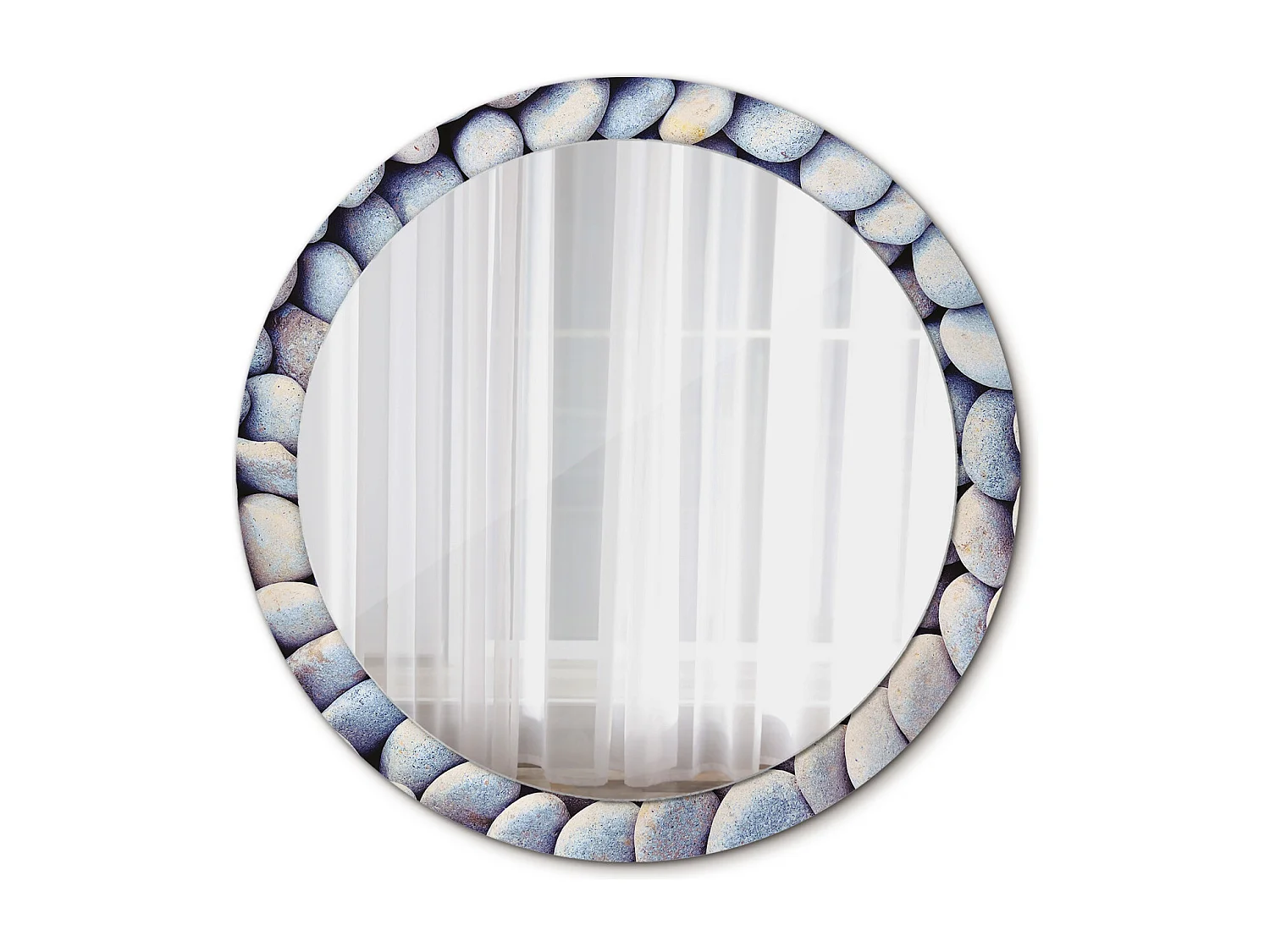 Miroir rond décoratif - Cercle de pierres de mer - 90 cm