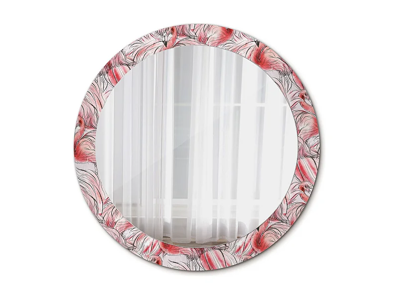 Runder dekorativer Spiegel - Flamingos - 80 cm