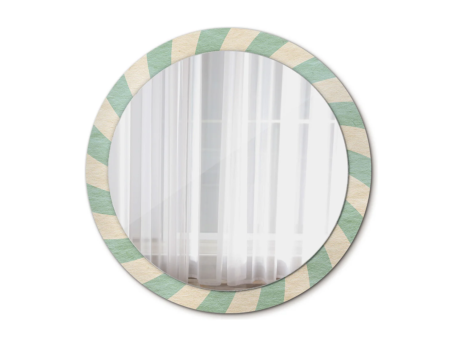 Ronde Decoratieve Spiegel - Retro Pastelpatroon - 90cm