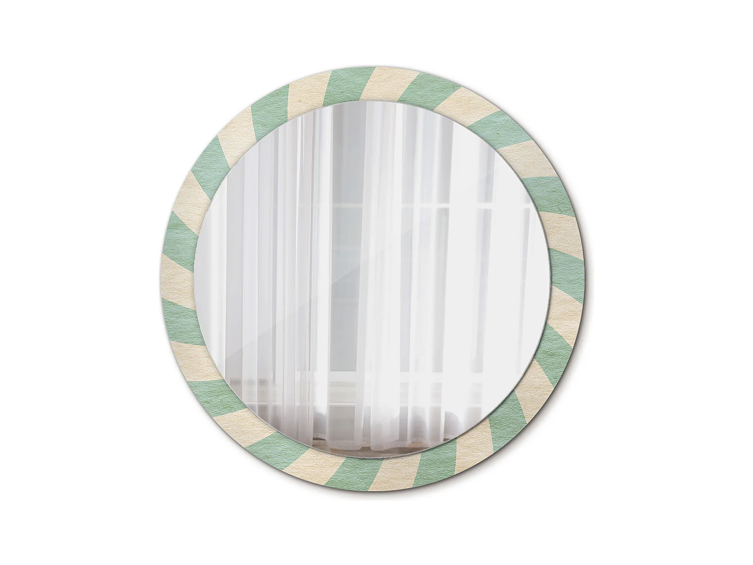 Miroir rond décoratif - Motif rétro pastel - 90 cm