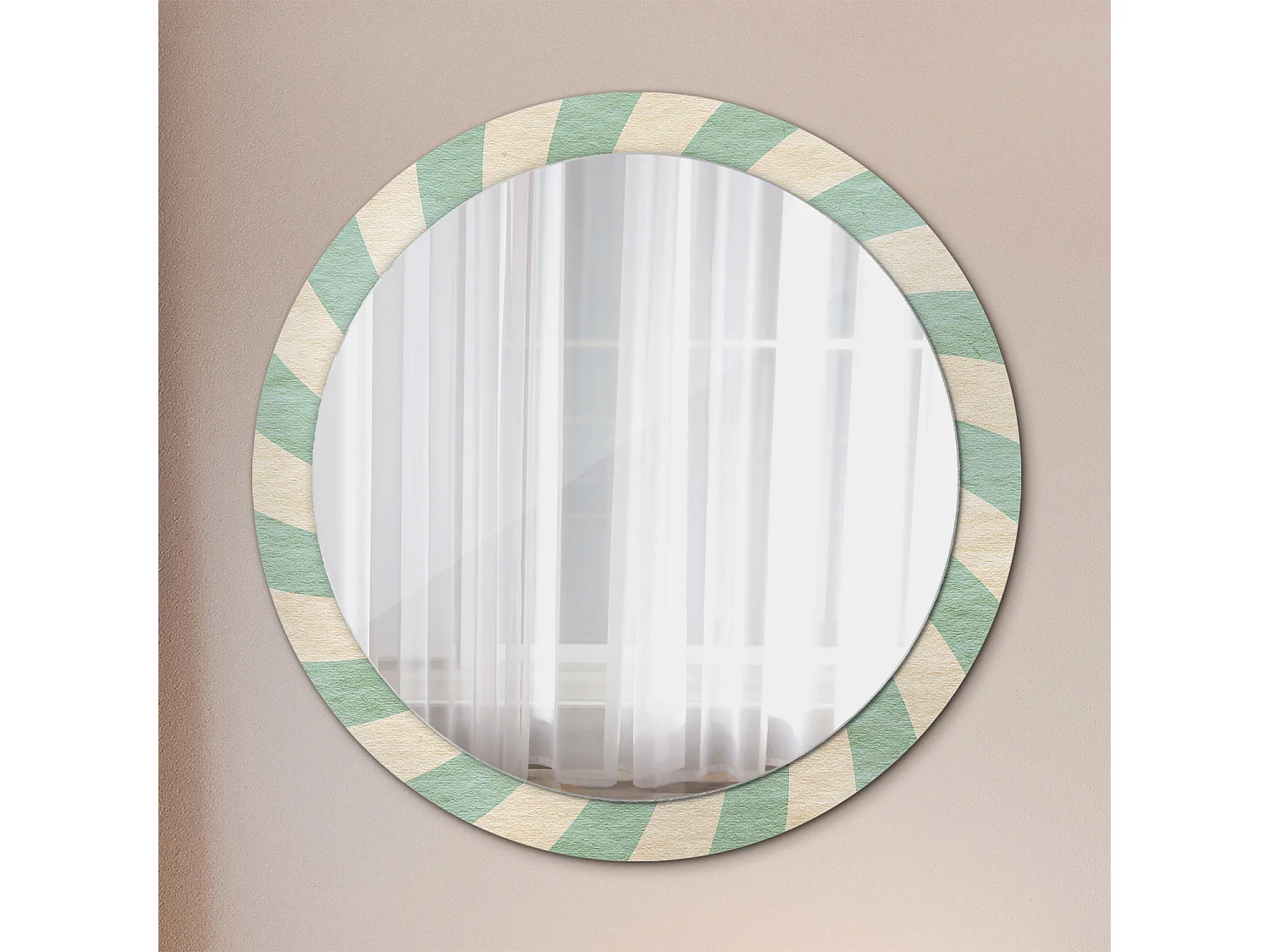 Miroir rond décoratif - Motif rétro pastel - 90 cm