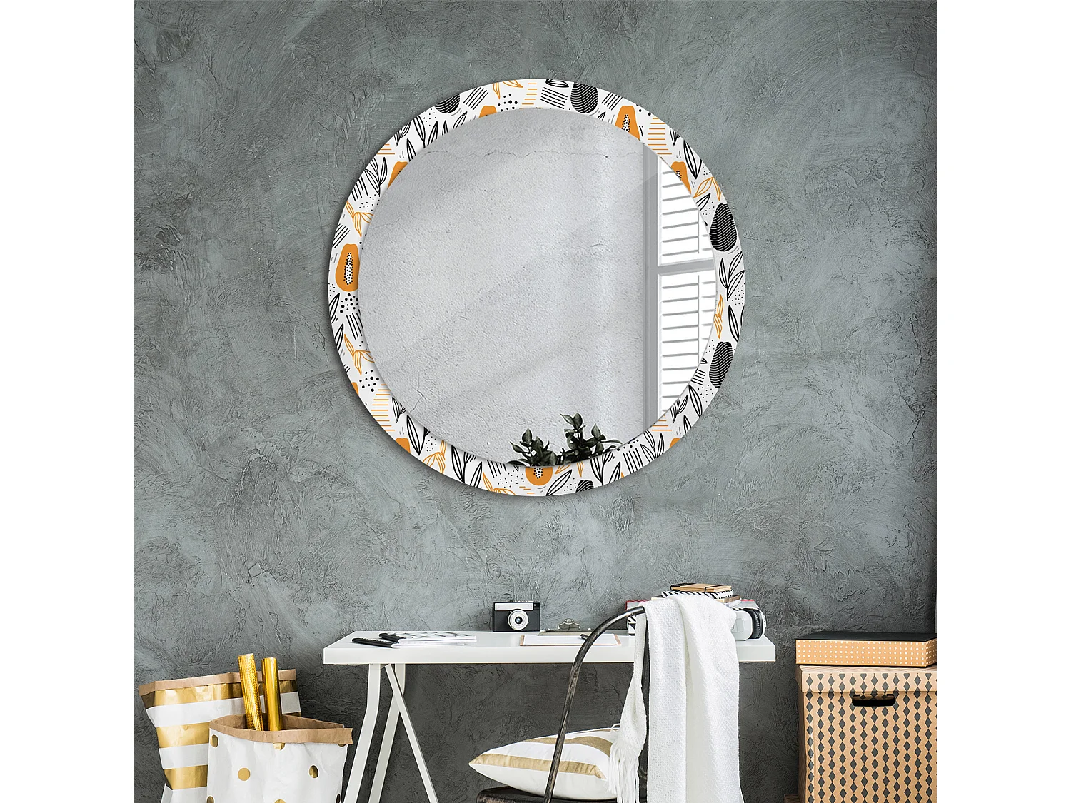 Miroir rond décoratif - Papayes - 90 cm