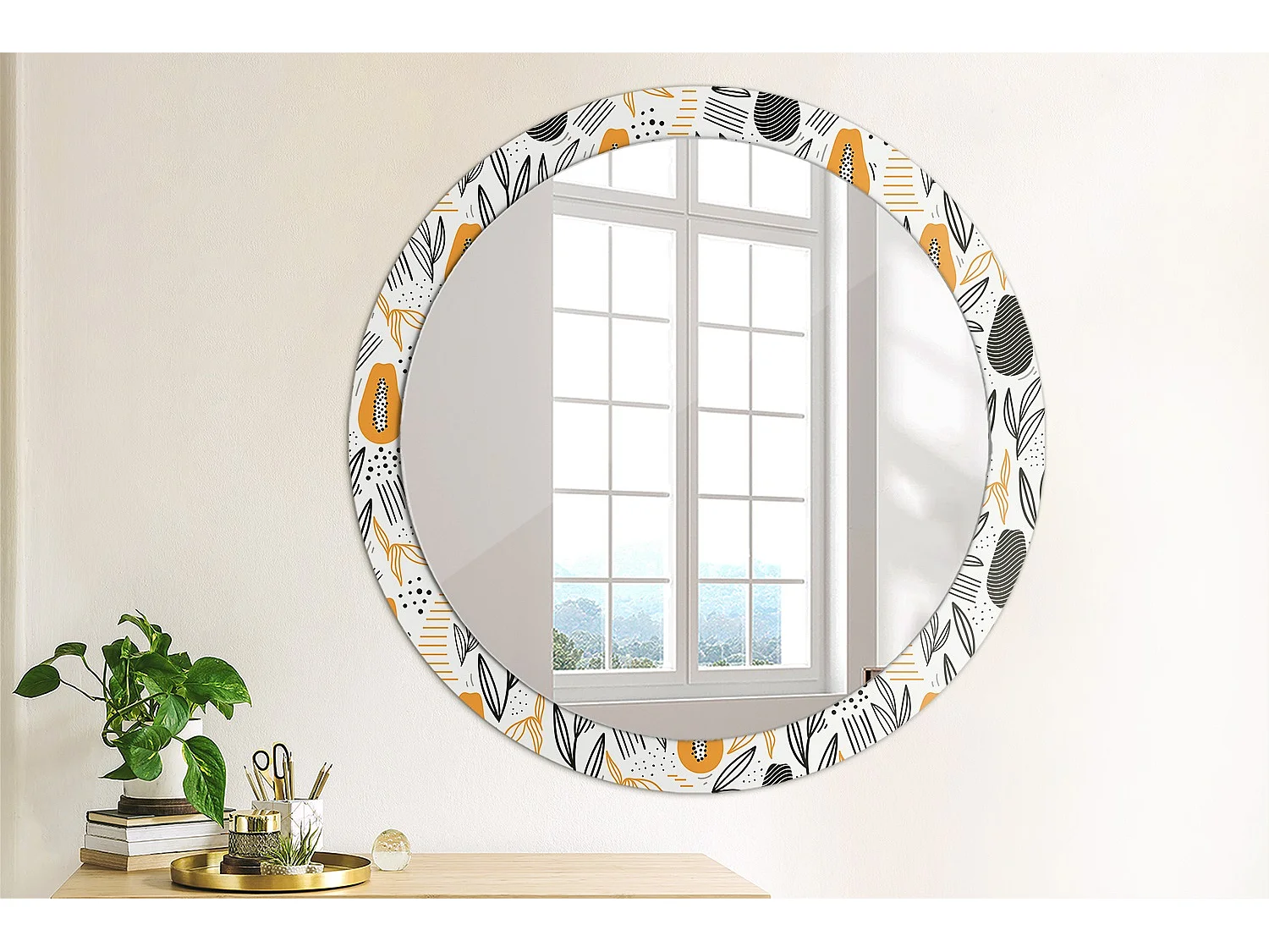 Miroir rond décoratif - Papayes - 90 cm
