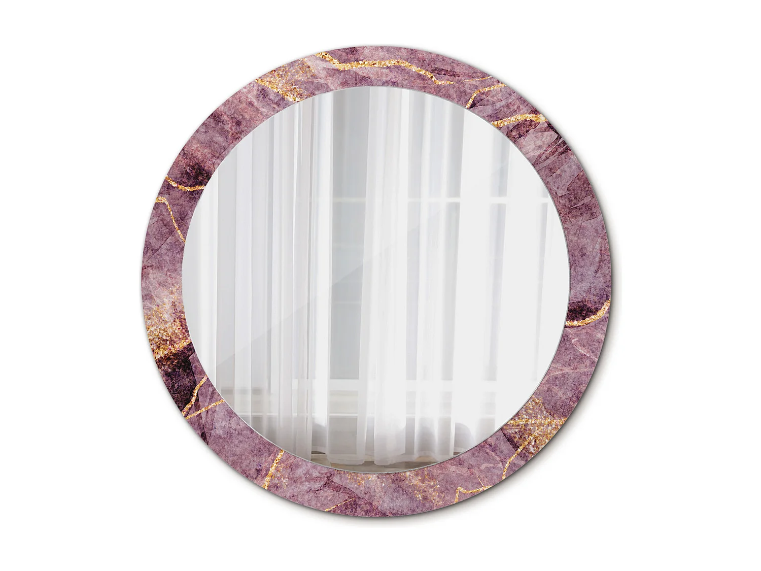 Runder dekorativer Spiegel - Marmoroptik - 80 cm