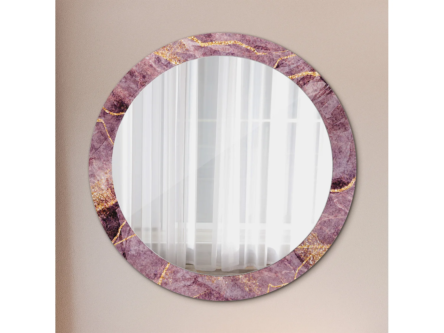Runder dekorativer Spiegel - Marmoroptik - 80 cm