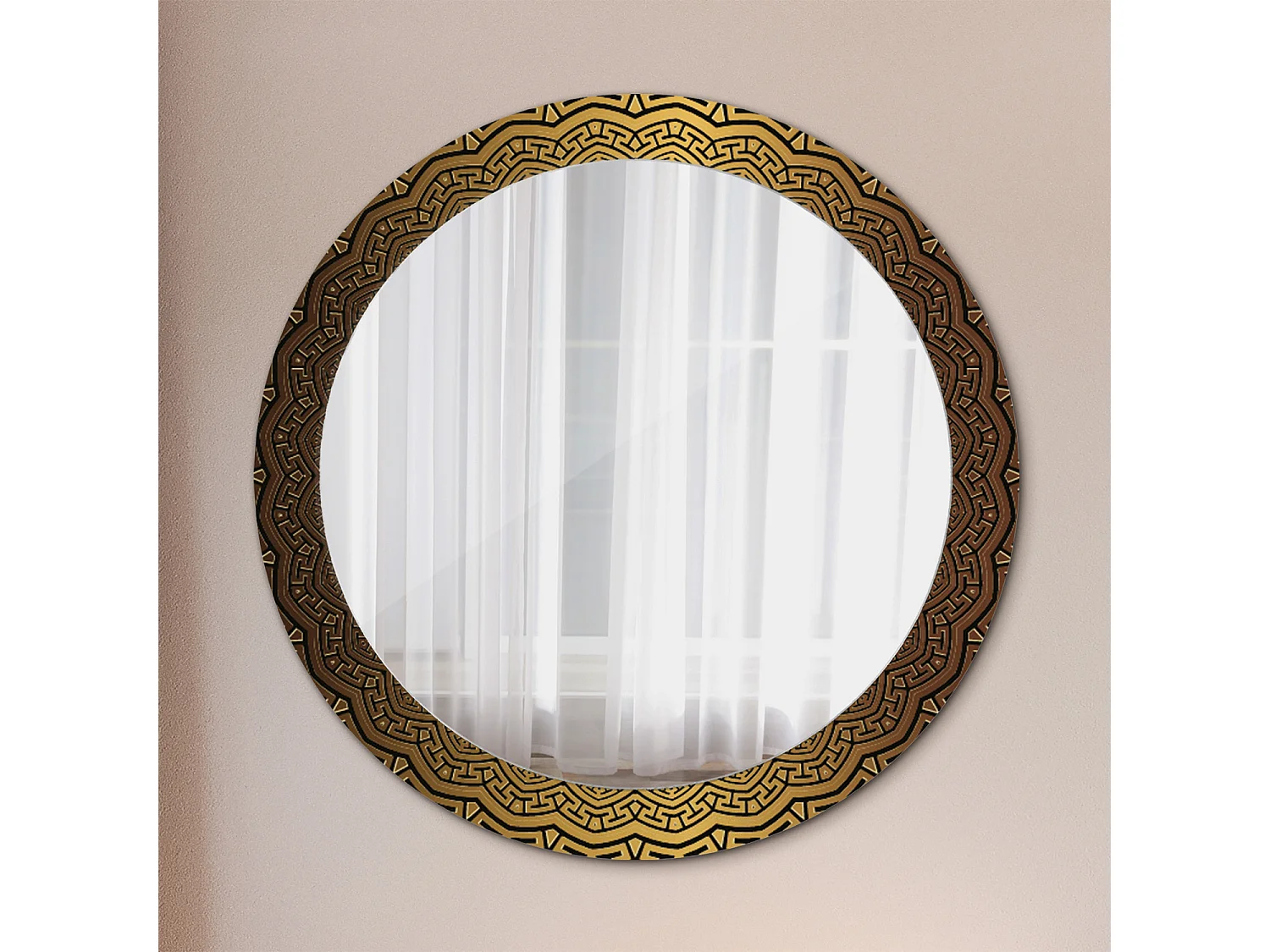 Dekorativer runder Spiegel - griechisches Ornament - 80 cm