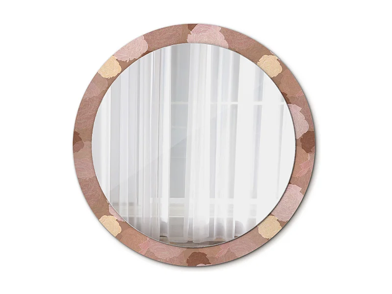 Runder dekorativer Spiegel - Komposition aus Rosen - 90 cm