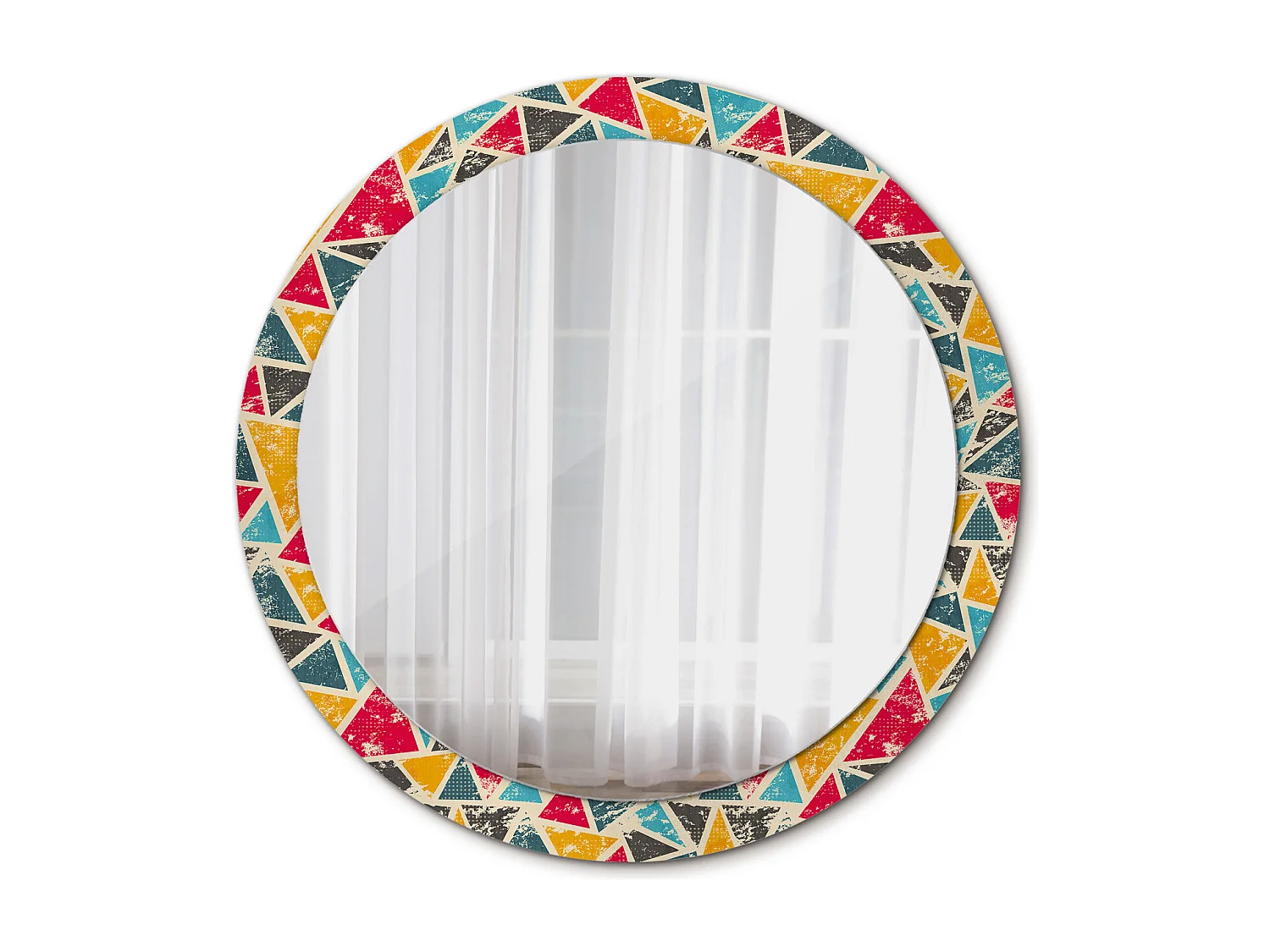 Miroir rond décoratif - Composition rétro - 90 cm