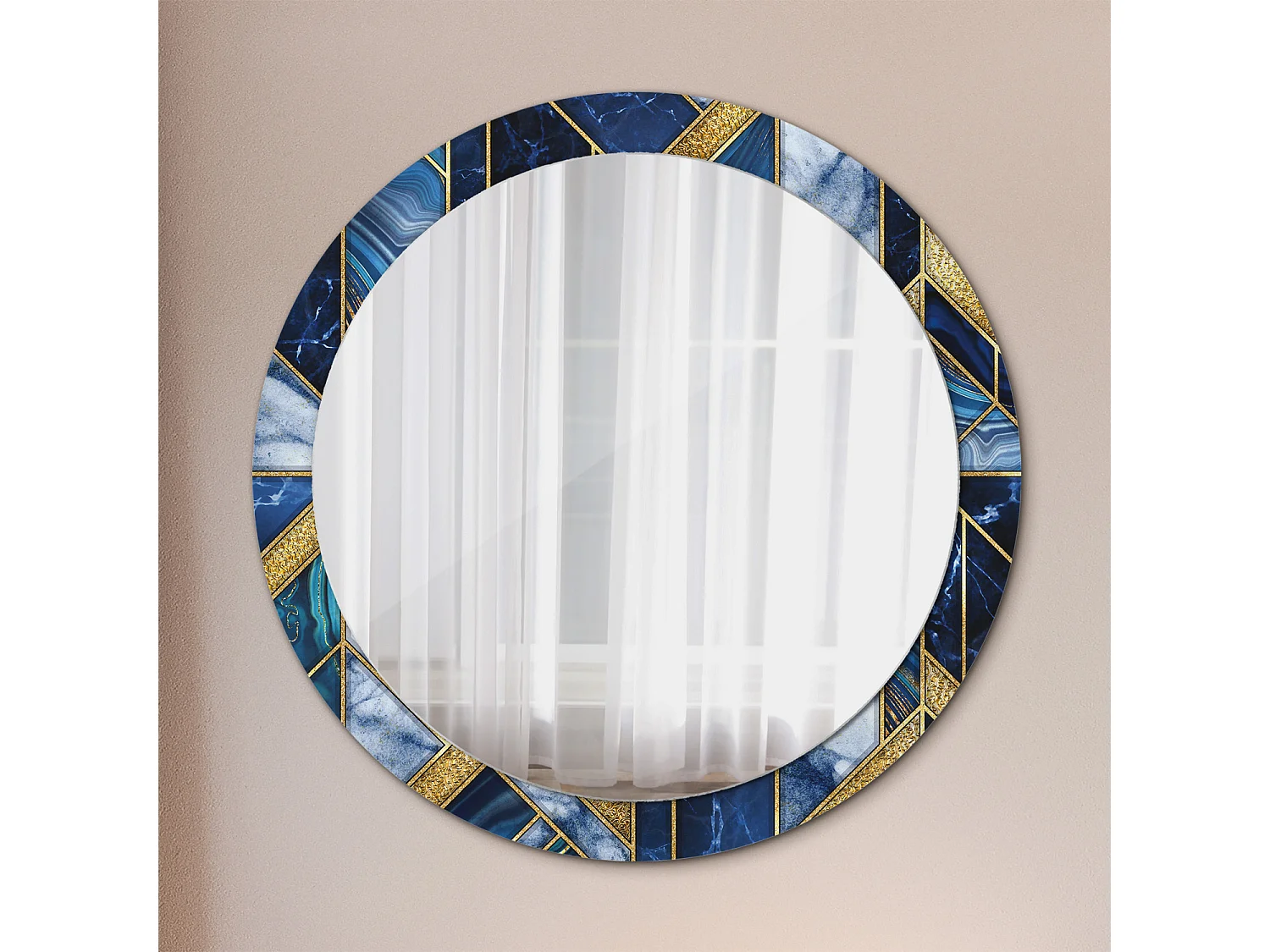 Miroir rond décoratif - Marbre moderne - 90 cm