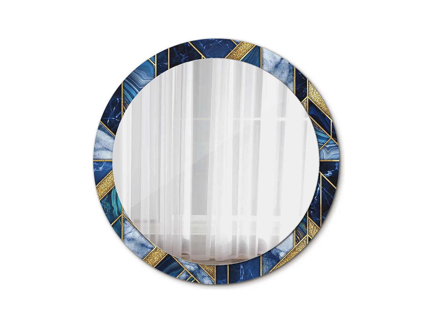 Miroir rond décoratif - Marbre moderne - 90 cm