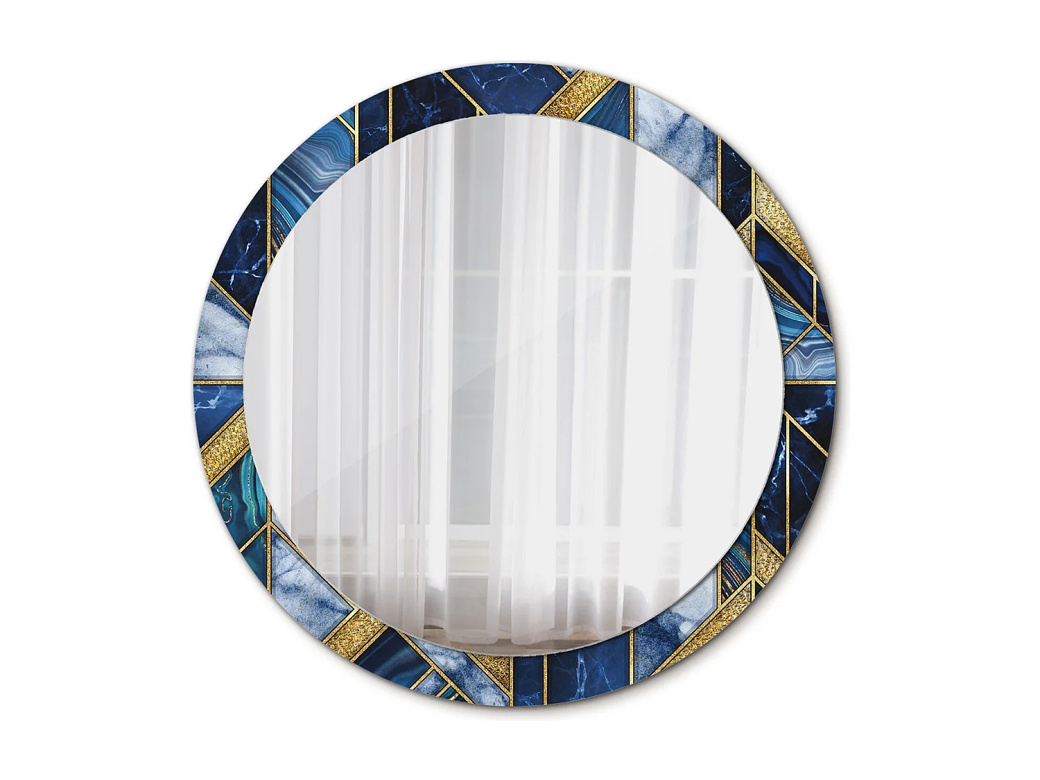 Miroir rond décoratif - Marbre moderne - 90 cm