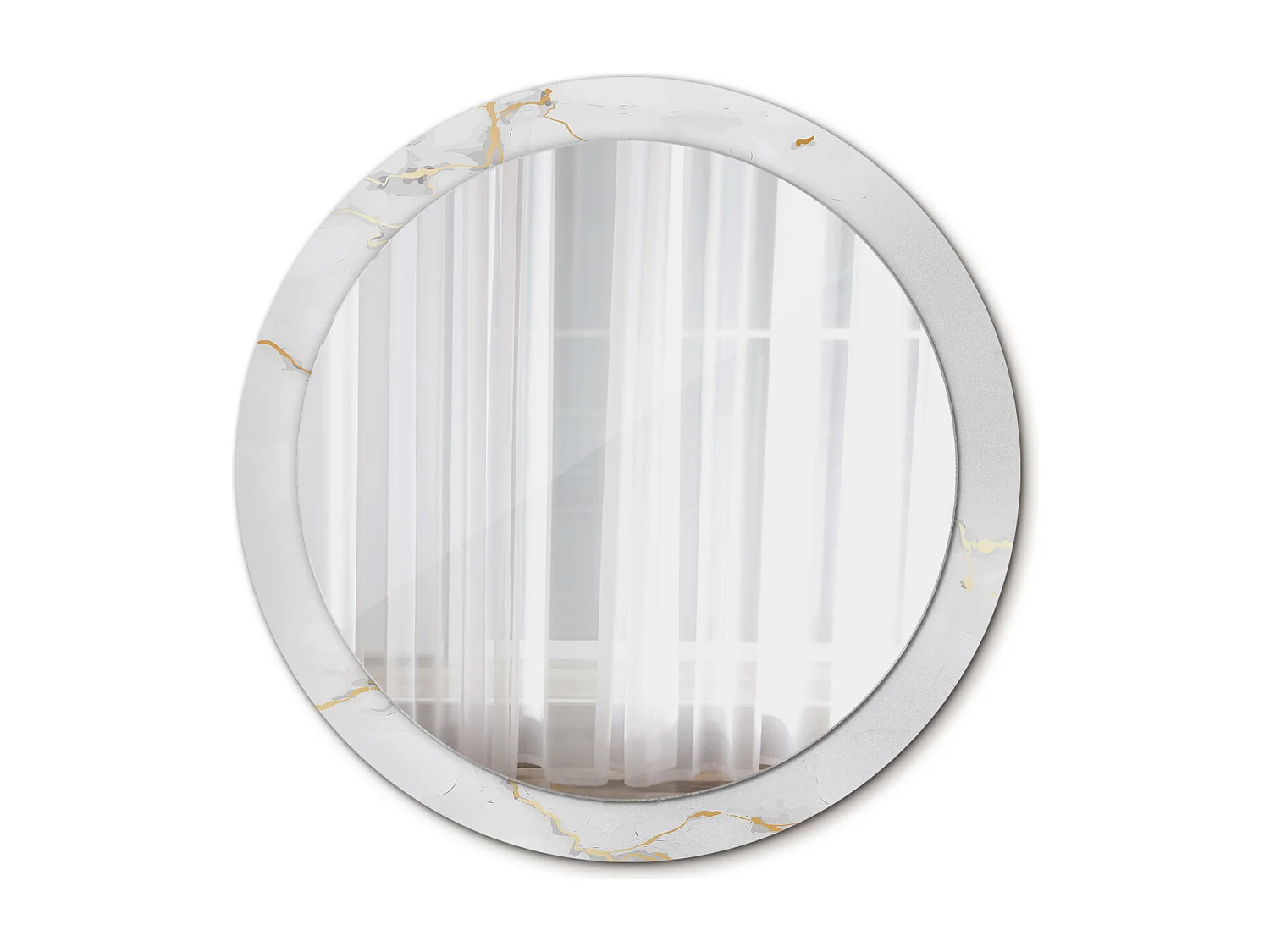 Ronde decoratieve spiegel - Wit marmer - 90 cm