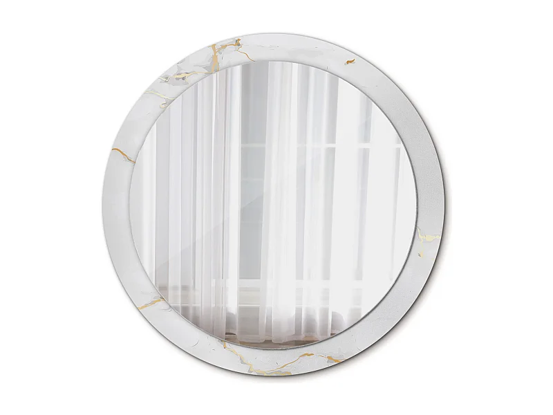 Runder dekorativer Spiegel - Weißer Marmor - 90 cm