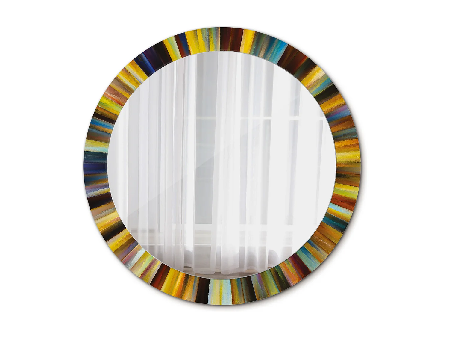 Miroir rond décoratif - Rayons colorés - 80 cm