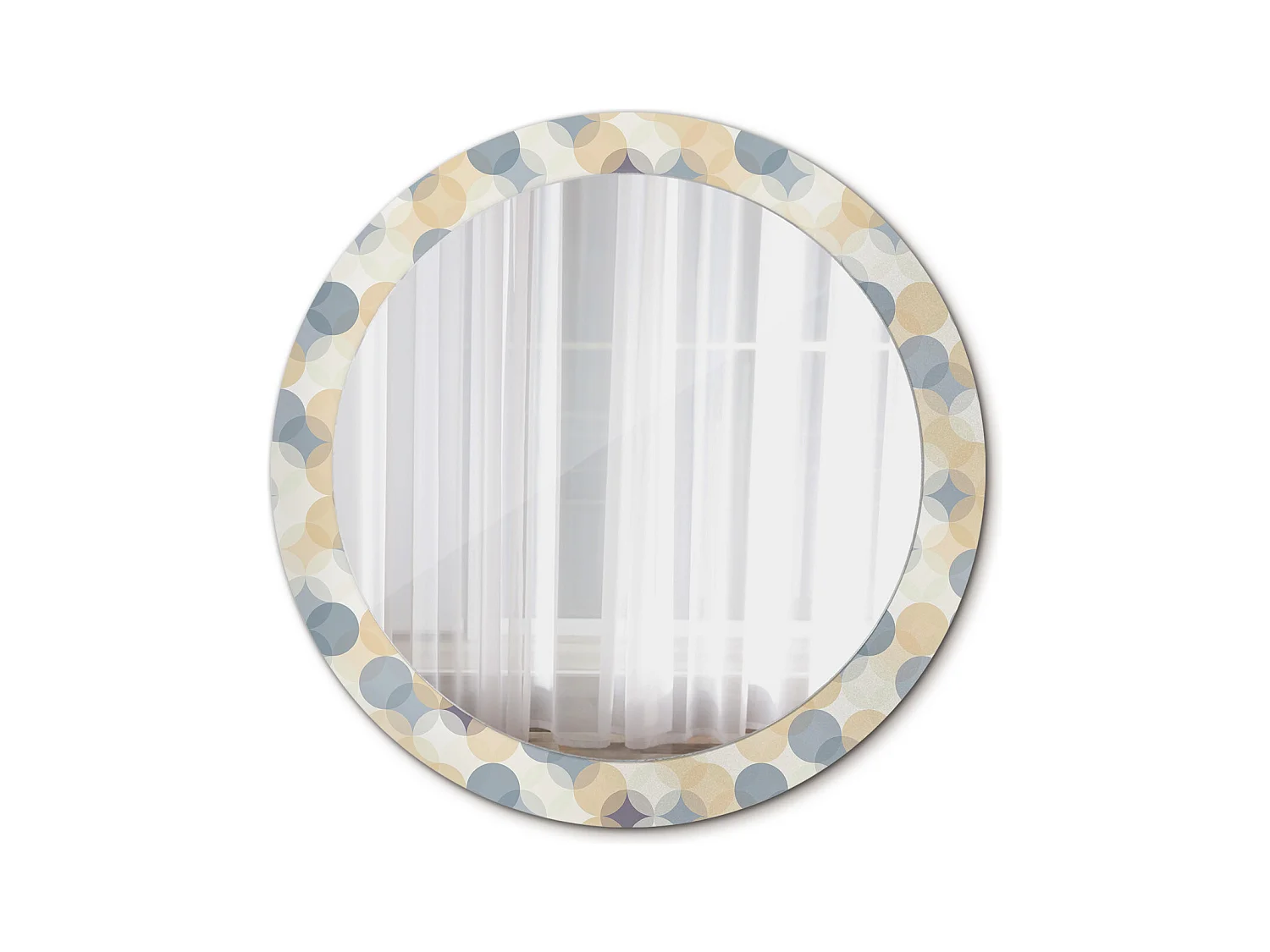 Miroir rond décoratif - Cercles géométriques - 80 cm