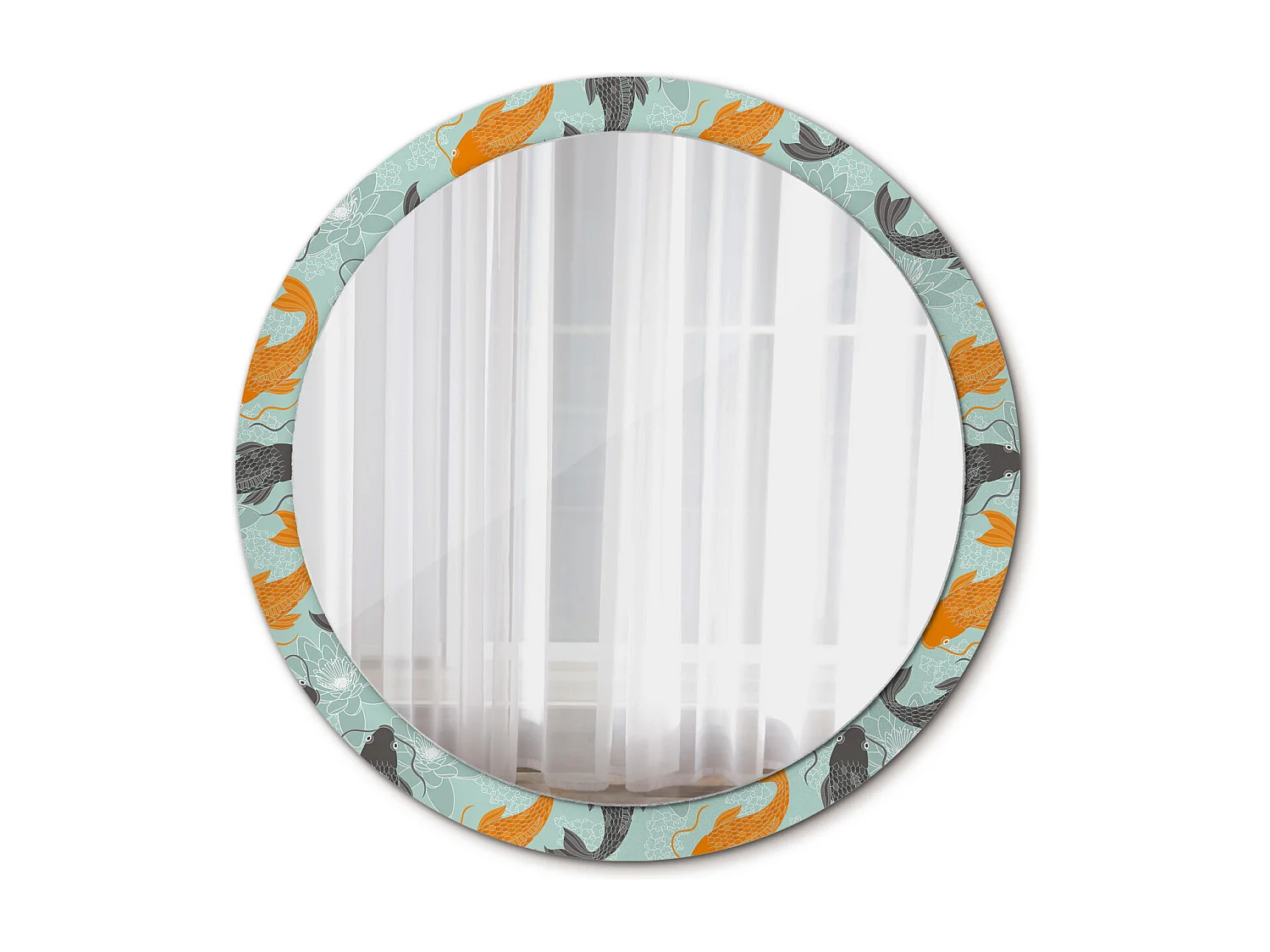 Dekorativer runder Spiegel - Koi-Karpfen - 100 cm