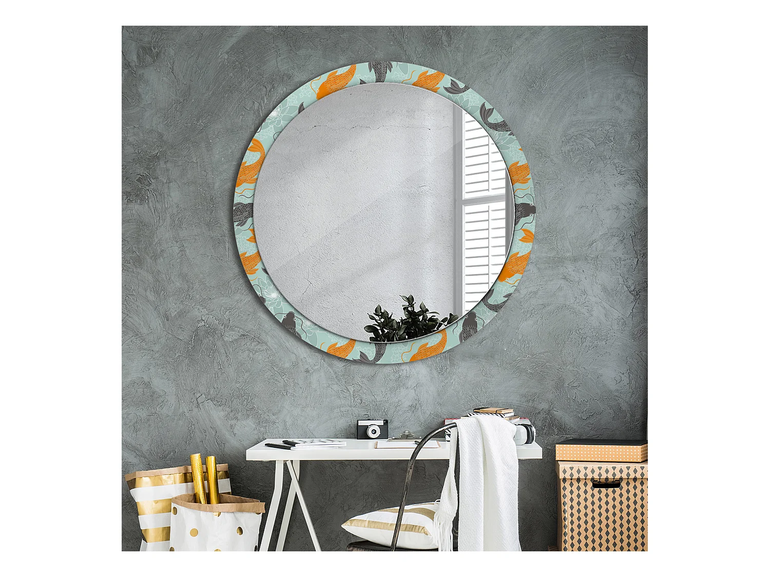 Decoratieve ronde spiegel - Koikarper - 100 cm