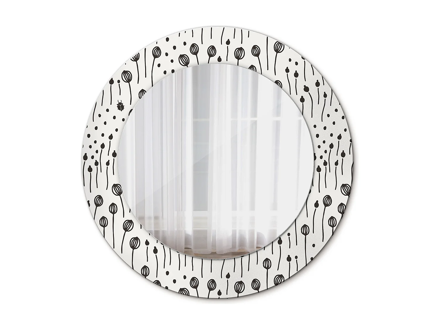 Dekorativer runder Spiegel – Blumenmuster – 50 cm