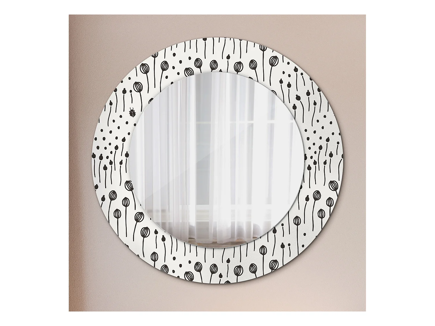 Dekorativer runder Spiegel – Blumenmuster – 50 cm