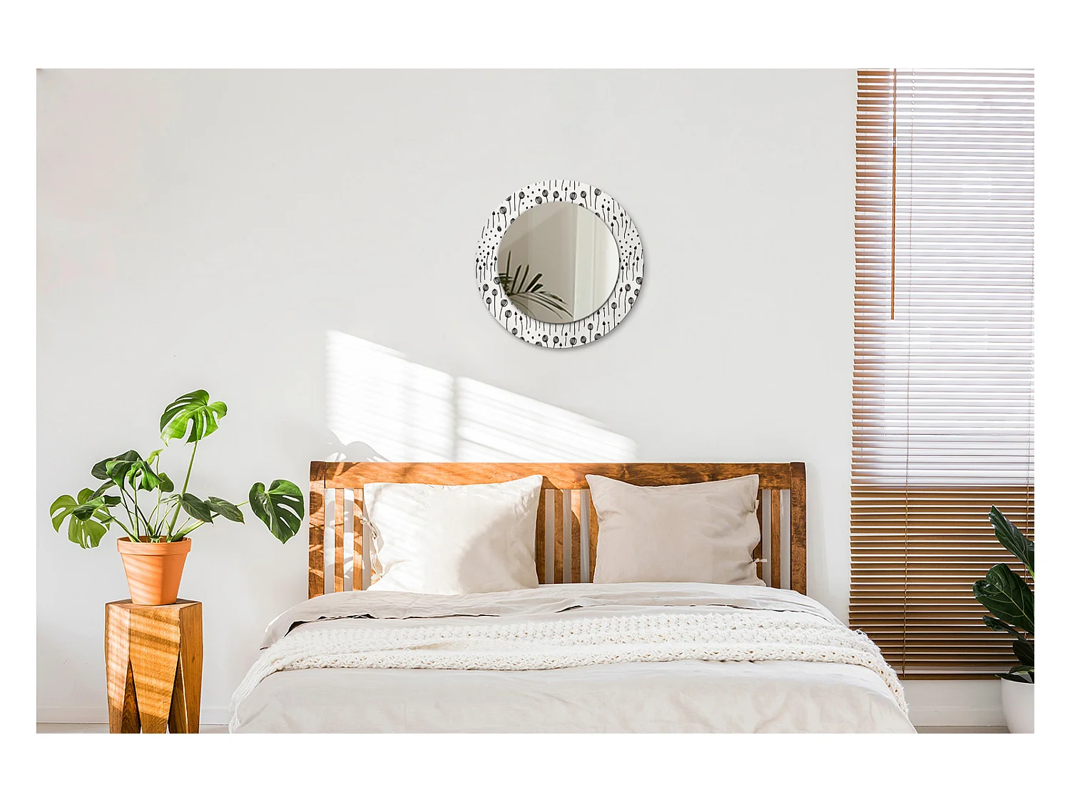 Dekorativer runder Spiegel – Blumenmuster – 50 cm