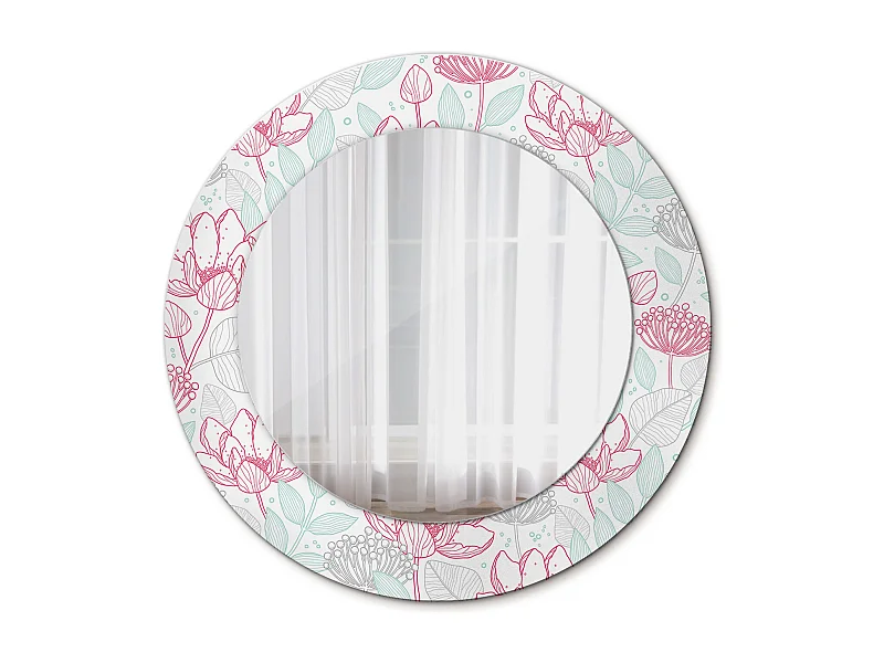 Runder dekorativer Spiegel - Blumen - 50 cm