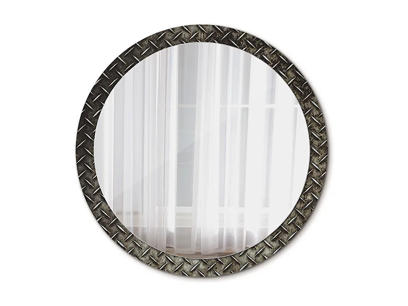 Dekorativer runder Spiegel - Stahlstruktur - 100 cm
