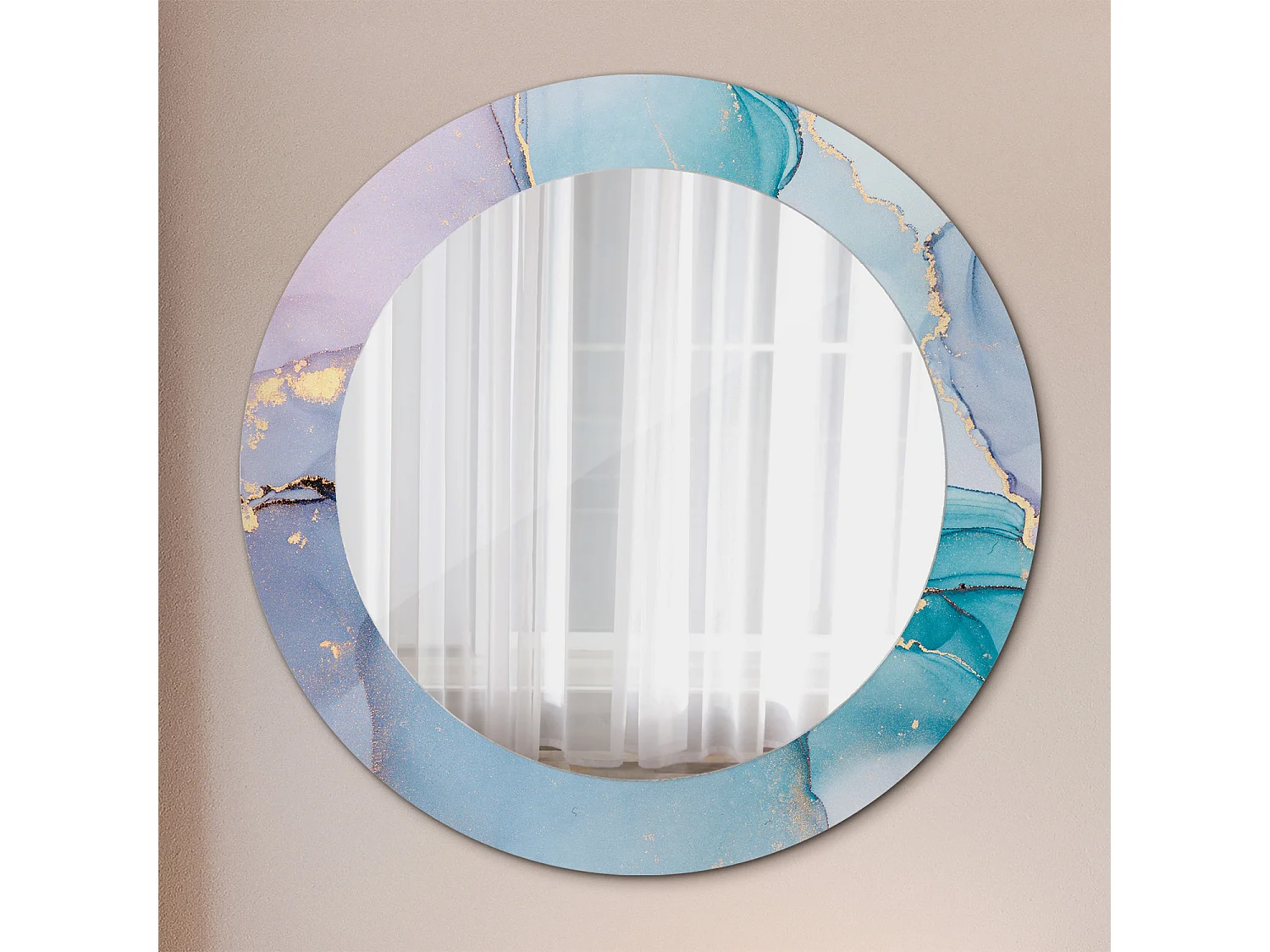 Miroir rond décoratif - Liquide abstrait - 60 cm