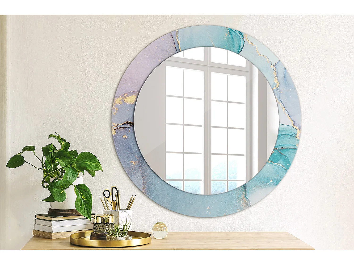 Miroir rond décoratif - Liquide abstrait - 60 cm