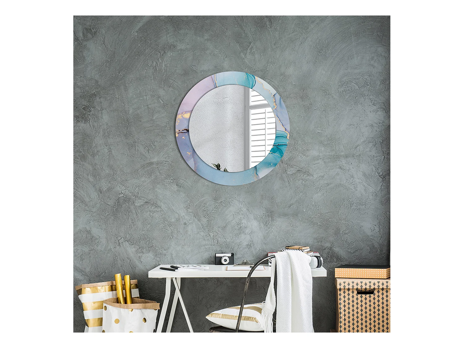 Miroir rond décoratif - Liquide abstrait - 60 cm