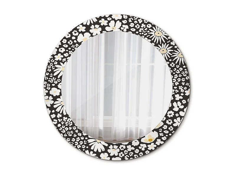 Miroir rond décoratif - Marguerites - 70 cm