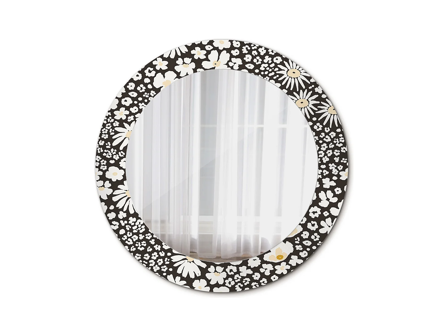Miroir rond décoratif - Marguerites - 70 cm
